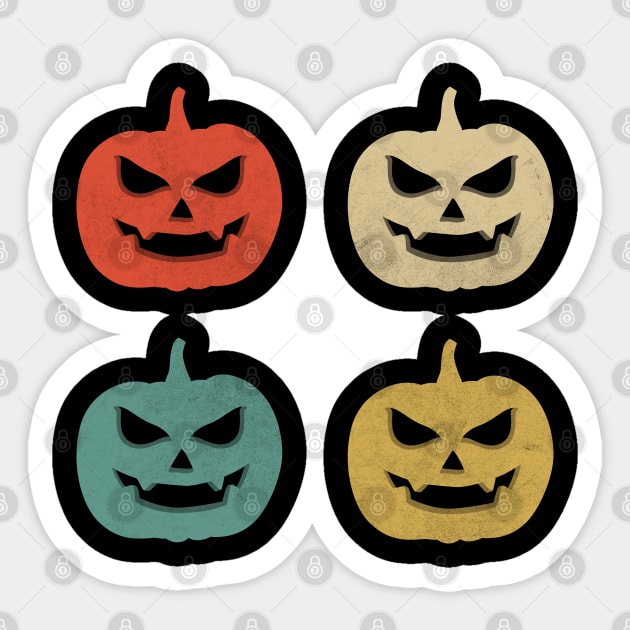 Halloween Vintage Pumpkins Scary Face Retro - Cute Pumpkin Face Horror to halloween party Sticker by Printofi.com